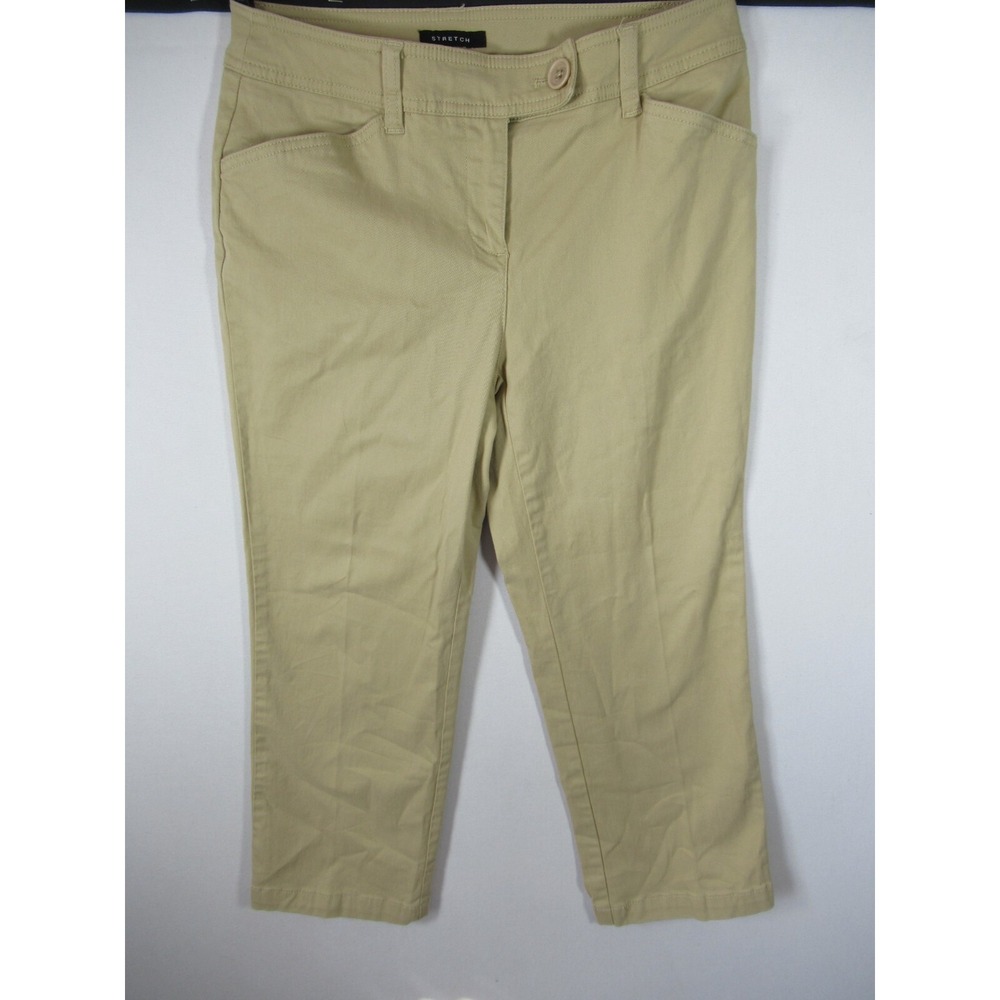 Jones New York Petite Capri Pants Women 4P Beige Stretch